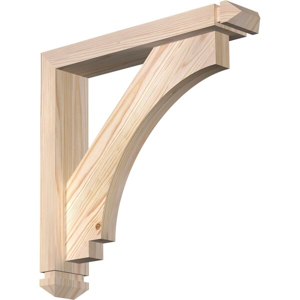 Ekena Millwork Imperial Arts and Crafts Smooth Bracket w/ Offset Brace, Douglas Fir, 3 1/2"W x 18"D x 18"H BKT0402X18X18IMP03SDF - main